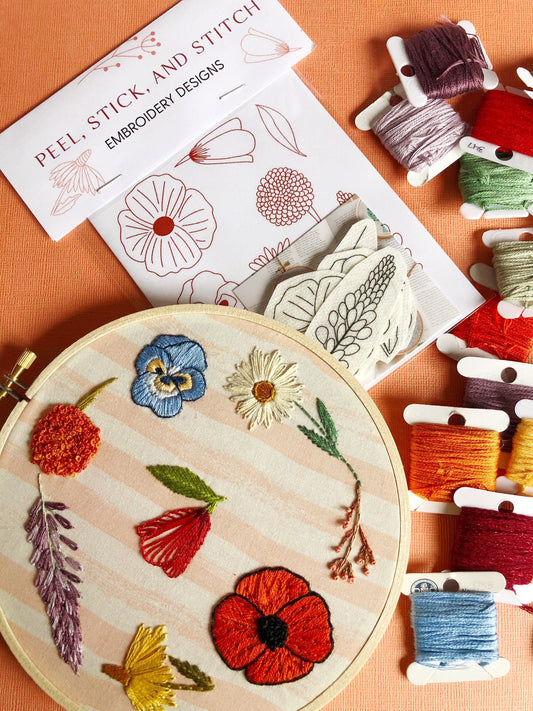 Peel Stick and Stitch Wildflower Designs DIY Embroidery Pattern