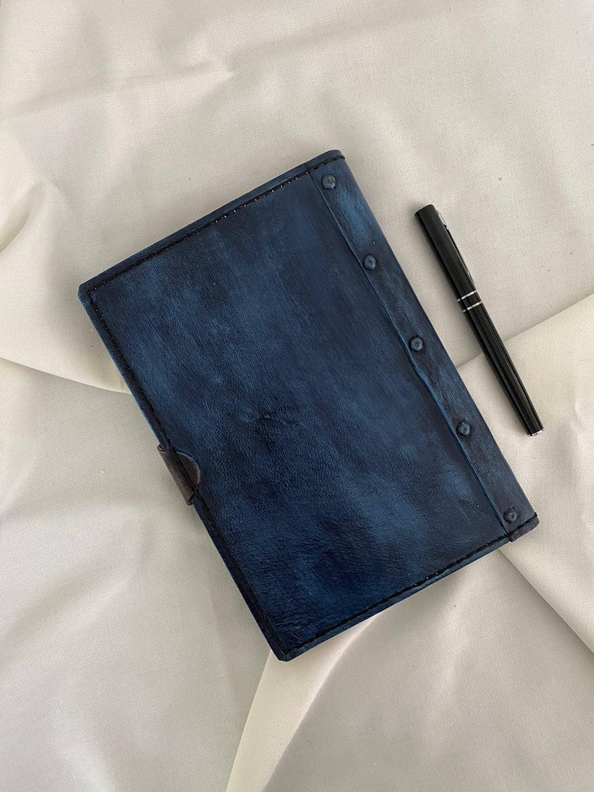 Floral Designed Navy Blue Color Craft Leather Journal Diary