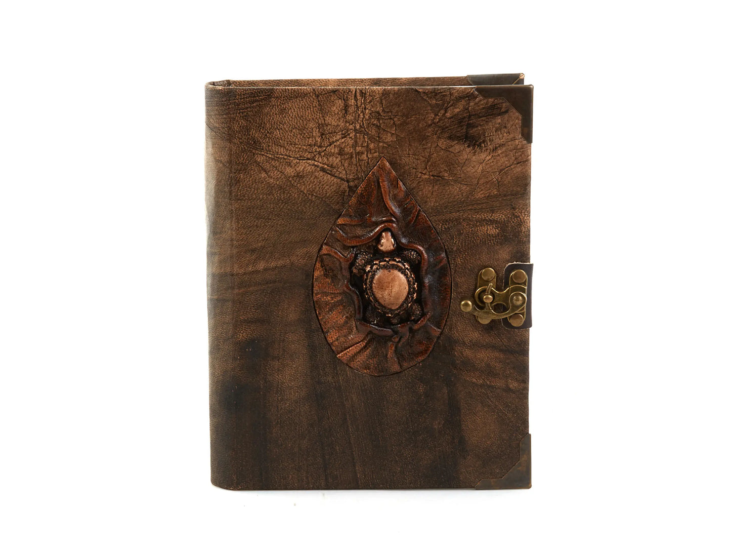 Leaf and Turtle Pattern Leather Notebook Journal Diary Craft